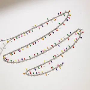 Stainless steel colorful candy bead fine chain for DIY doll clothes necklace bracelet accessories.