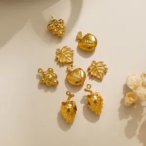 Stainless steel gold fruit pendants grape apple strawberry charms for DIY jewelry making
