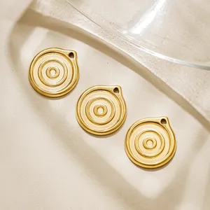 Stainless steel spiral round pendant vintage DIY jewelry accessories charms for craft