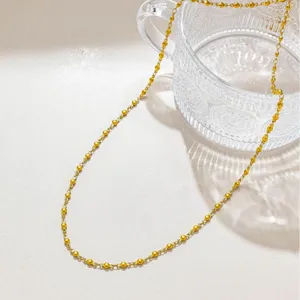 Stainless steel gold-colored beaded chain, minimalist DIY jewelry making material for daily commute.