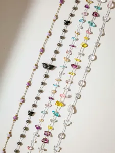 Detailed view of sweet and cool butterfly irregular gemstone chain materials for DIY jewelry.