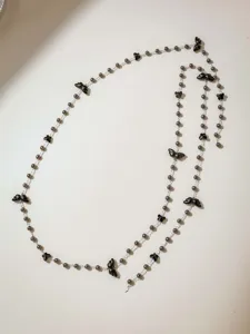 Black butterfly beaded chain aesthetic gothic DIY jewelry waist chain necklace accessory