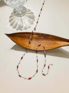 Detailed close-up view of the colorful teardrop bead chain for DIY jewelry making projects.
