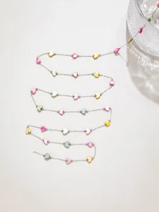 Catena con cuore in conchiglia colorata, materiale semilavorato per catena da vita DIY.