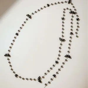 Sweet dark style butterfly bead long chain necklace DIY fashion jewelry material main pic.