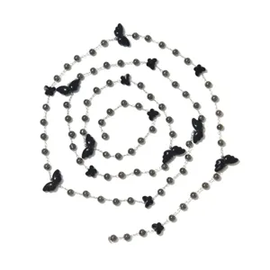 Gothic dark style DIY chain with black butterfly beads and metallic stone links for jewelry making.