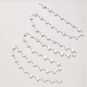 Baroque faux pearl and silver bead chain for DIY handmade jewelry necklace accessories