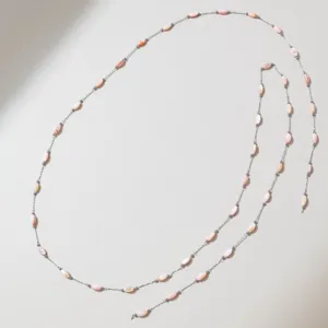 1M French Macaron Pink Shell Bead Chain DIY Necklace Bracelet Jewelry Accessory Main View