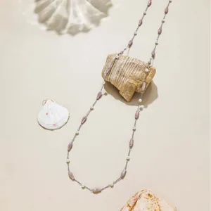 DIY beaded chain necklace material, featuring colorful drop beads and pearls for jewelry making.