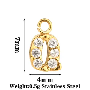 Ciondolo lettera Q in cristallo acciaio inossidabile, charm delicato 7x4mm per fai da te.