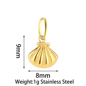 Colgante con dijes de concha de acero inoxidable para joyería DIY, tamaño compacto, pulido.