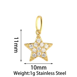 Colgante de estrella de circonita de acero inoxidable DIY accesorio joyería oro 11x10mm