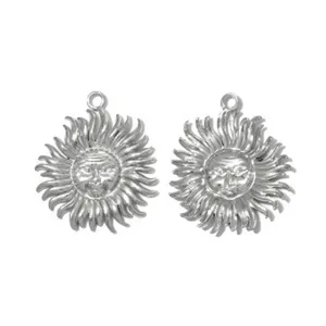 Stainless steel sun face pendant celestial vintage DIY jewelry making charm accessories pair