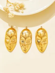Stainless steel abstract human face golden pendant DIY jewelry keychain accessories charms