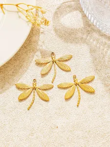 Goldener Edelstahl Libellen Anhänger Charms für DIY Schmuckherstellung und Zubehör.