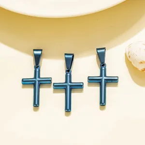 Blau edelstahl kreuz anhänger für diy schmuckherstellung mode accessoires und mehr.