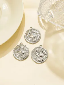 Vintage stainless steel evil eye round coin pendants DIY necklace jewelry supplies
