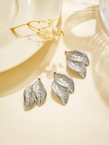 Stainless steel leaf shape DIY jewelry charms pendants for handmade bracelets necklaces crafting.