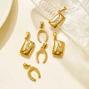 Gold stainless steel lucky horseshoe envelope pendants DIY jewelry accessories charms items