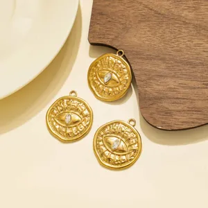 Gold stainless steel evil eye pendant charm for DIY necklace jewelry making accessories set