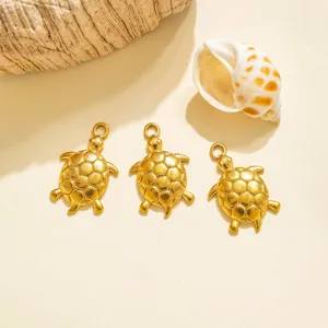 Colgante de tortuga marina de acero inoxidable dorado accesorios para hacer joyas de bricolaje