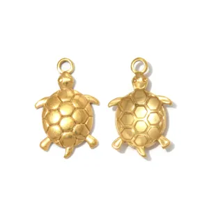 Abalorios colgantes de tortuga marina de acero inoxidable dorado para bisutería DIY.