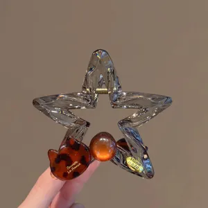 Haarklammer im Koreanischen Stil Acetat Stern Katze Mode Durchscheinend Grau Strass Haarschmuck Für Damen Eleganter Shark Clip