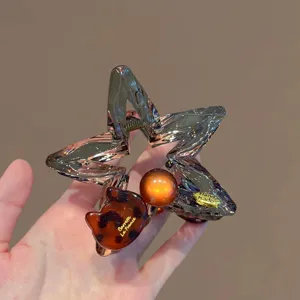 Koreanische transparente graue Stern Haarklammer Acetat Katze Haarklammer Haarschmuck