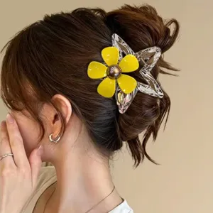 Acetat Blumen und Stern Haarkralle fuer Damen, elegante Haarklammer fuer modisches Haar-Styling.