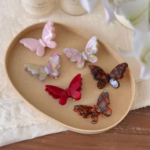 Süße Acetat Schmetterling Haarspange Für Damen Minimalistisch Mode Vielseitig Seitenpony Clip Legierung Entenschnabel Clip Kopfschmuck