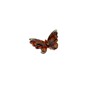 Süße Acetat Schmetterling Haarklammer für Damen, kariertes Design, vielseitiges Haar-Accessoire.