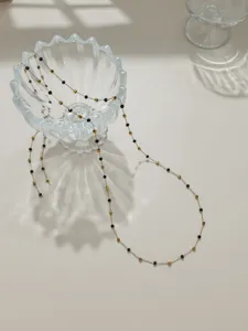 Crystal stainless steel beaded chain for DIY jewelry making necklace bracelet detail shot.