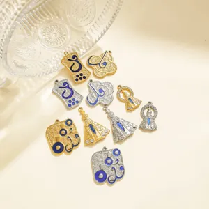 Pendentifs de figurines en émail bleu en acier inoxydable relief ethnique bijoux DIY