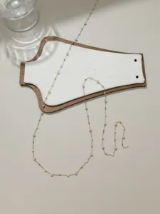 Exquisite crystal beaded stainless steel chain detail view, delicate DIY jewelry material.