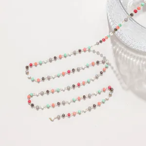 DIY Cadena Cuentas Cristal Acero Inoxidable Accesorios Joyeria Hechos a Mano Borla Suministro