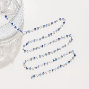 Cadena de cuentas de cristal de acero inoxidable DIY para joyas artesanales y accesorios.