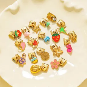Stainless steel Italian modular charm links assorted cute pendants DIY bracelet accessories