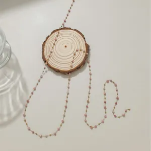 Stainless steel pink crystal beaded chain for DIY handmade necklaces, bracelets, and earrings.