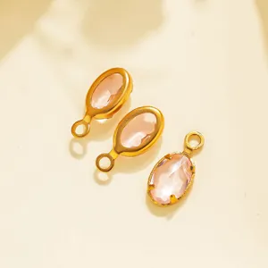 Detailed shot of French retro pink crystal metal pendant DIY jewelry accessories parts