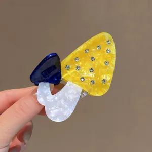 Mode Pilz Acetat Haarklammer Mit Bunten Strasssteinen Mädchenhafter Stil Shark Clip Einzigartiger Kopfschmuck Für Damen