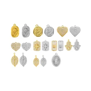 Edelstahl Zirkon DIY Schmuck Anhänger Set mit Rosen, Herzen und Blättern für Accessoires.