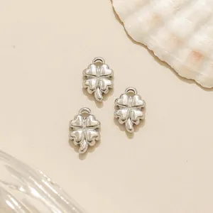Stainless steel four leaf clover charms for DIY jewelry making, waterproof necklace pendants.