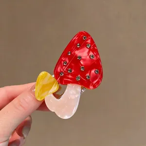 Süße Strass Pilz Acetat Haarklammer für süße tägliche Frisuren und halbe Zopf Haar-Accessoires.