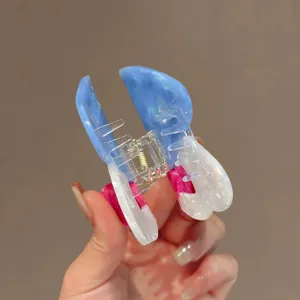 Acetat Pilz Haarklammer blaue und weiße ästhetische Haarnadel für Damen Frisur Styling