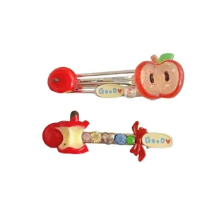Leuke rode appel strass zijkant haarspeld zoete fruit haarspeld voor vrouwen dagelijkse haar styling