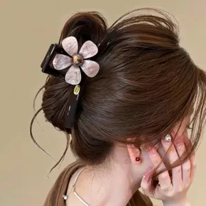 Grande molletta per capelli a fiore da donna eleganti accessori in acrilico per acconciature
