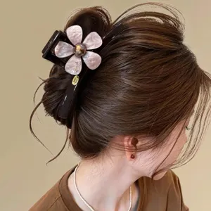 Grande molletta per capelli a fiore, elegante pinza per capelli in resina per acconciature.