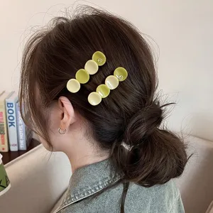 Acetat runde Haarklammer goldener Akzent Seitenhaarspange elegante Stirnpony Mode Haarschmuck Damen