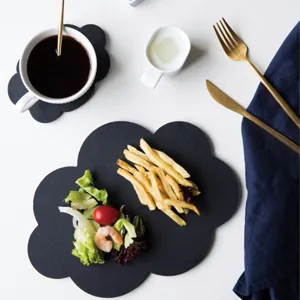 Zwarte Leisteen Wolk Bord Creatief Dinerbord Natuursteen Servies voor Restaurant Huisdecoratie Rekwisieten