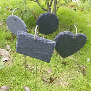 Natural slate plant labels with metal stakes garden markers for flower pots herb garden tags